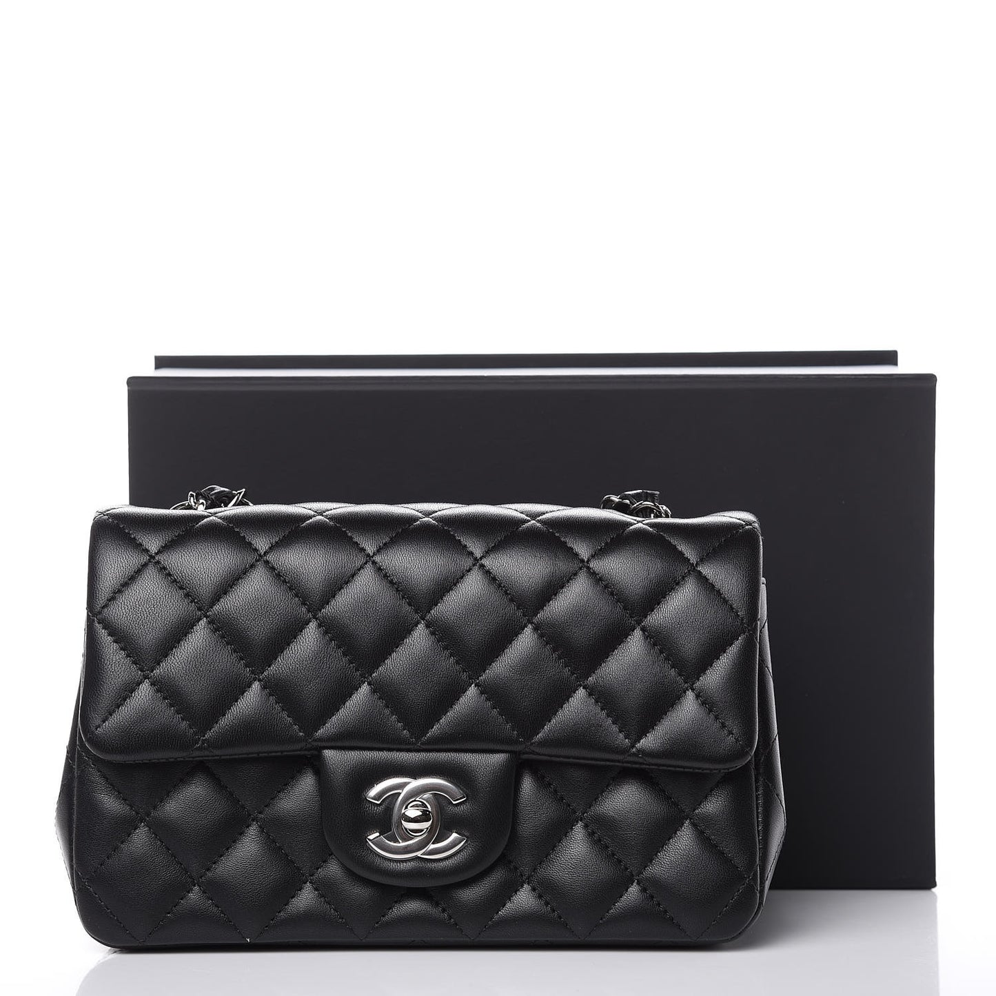 Lambskin Quilted Mini Rectangular Flap Black