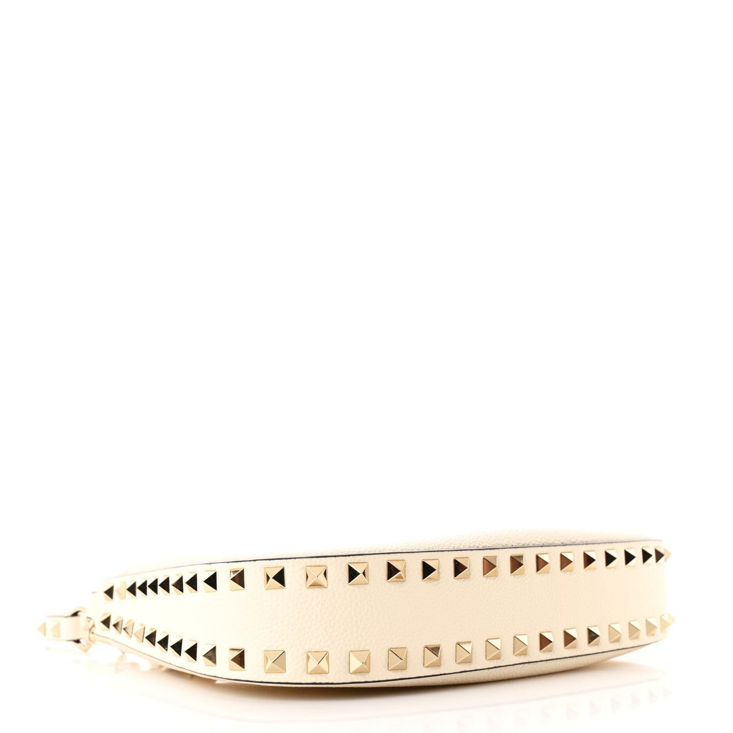 Grainy Calfskin Small Rockstud Hobo Ivory