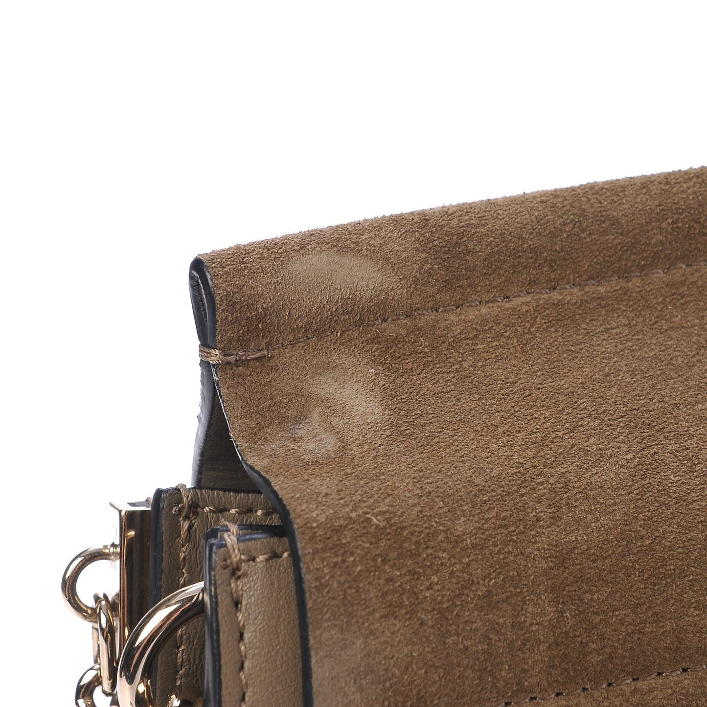 Suede Calfskin Medium Faye Shoulder Bag Dark Khaki