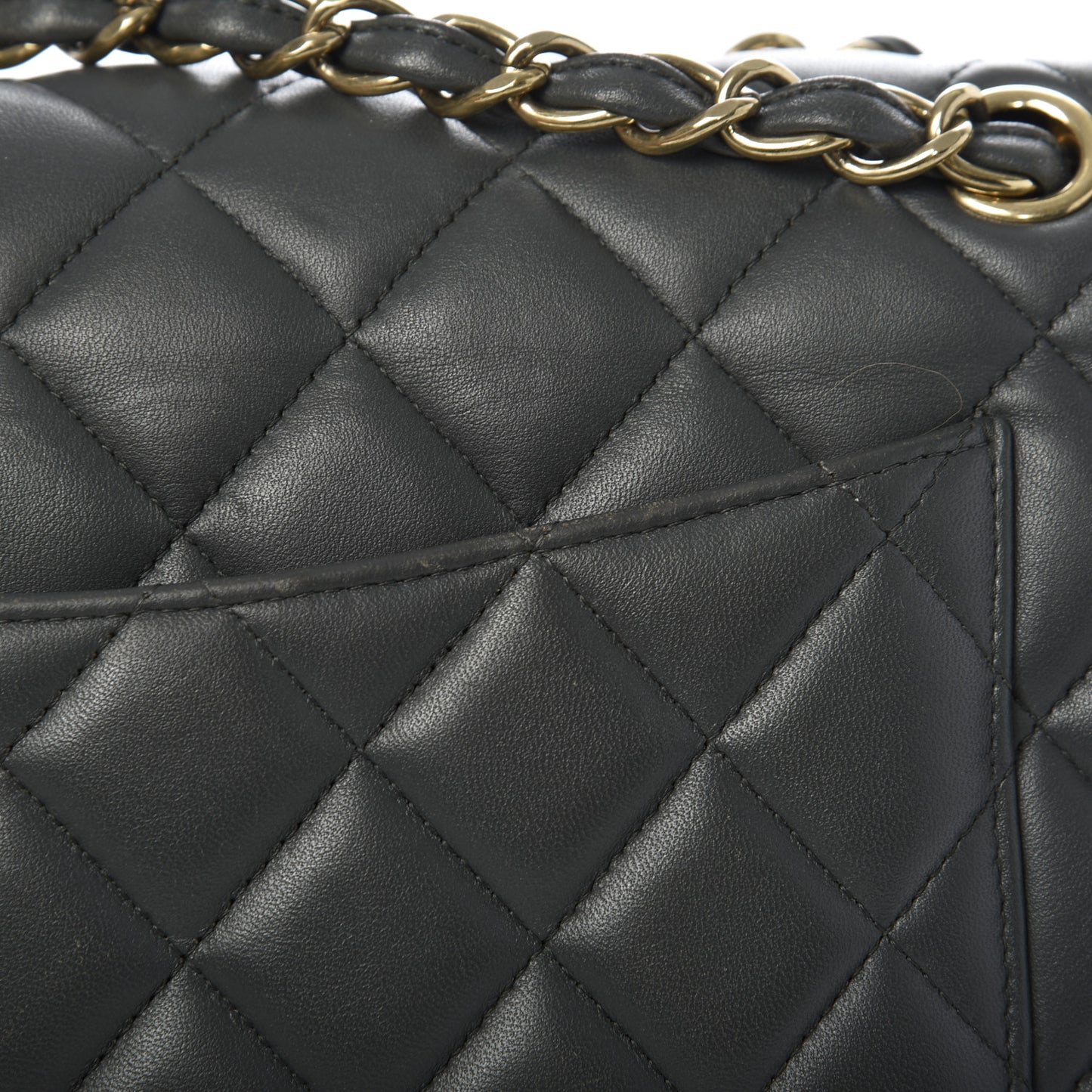 Lambskin Quilted Jumbo Double Flap Grey