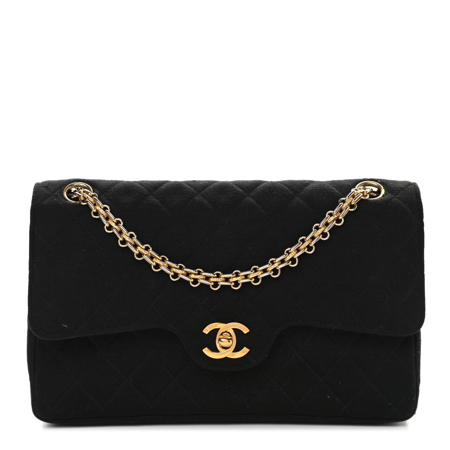 Chanel Jersey Quilted Medium Bijoux Chain Double Flap Black 1 of 14