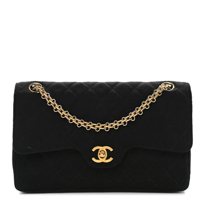 Chanel Jersey Quilted Medium Bijoux Chain Double Flap Black 1 of 14