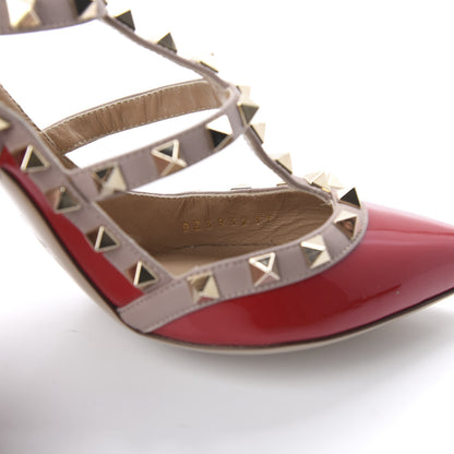 Valentino Garavani Patent Rockstud Ankle Strap 100mm Pumps 37 Rosso Valentino Poudre 8 of 9