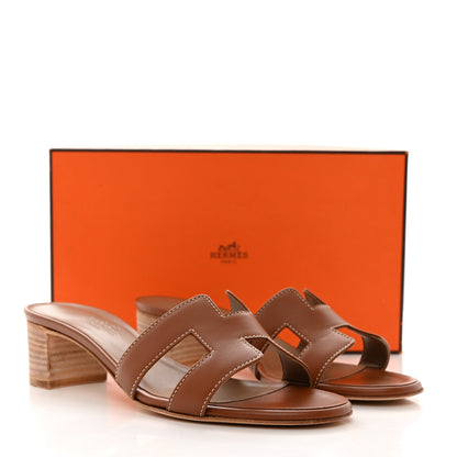 Hermes Calfskin Oasis Sandals 37 Gold 9 of 9
