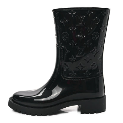 Louis Vuitton Rubber Embossed Monogram Drops Flat Half Boots 37 Black 1 of 7