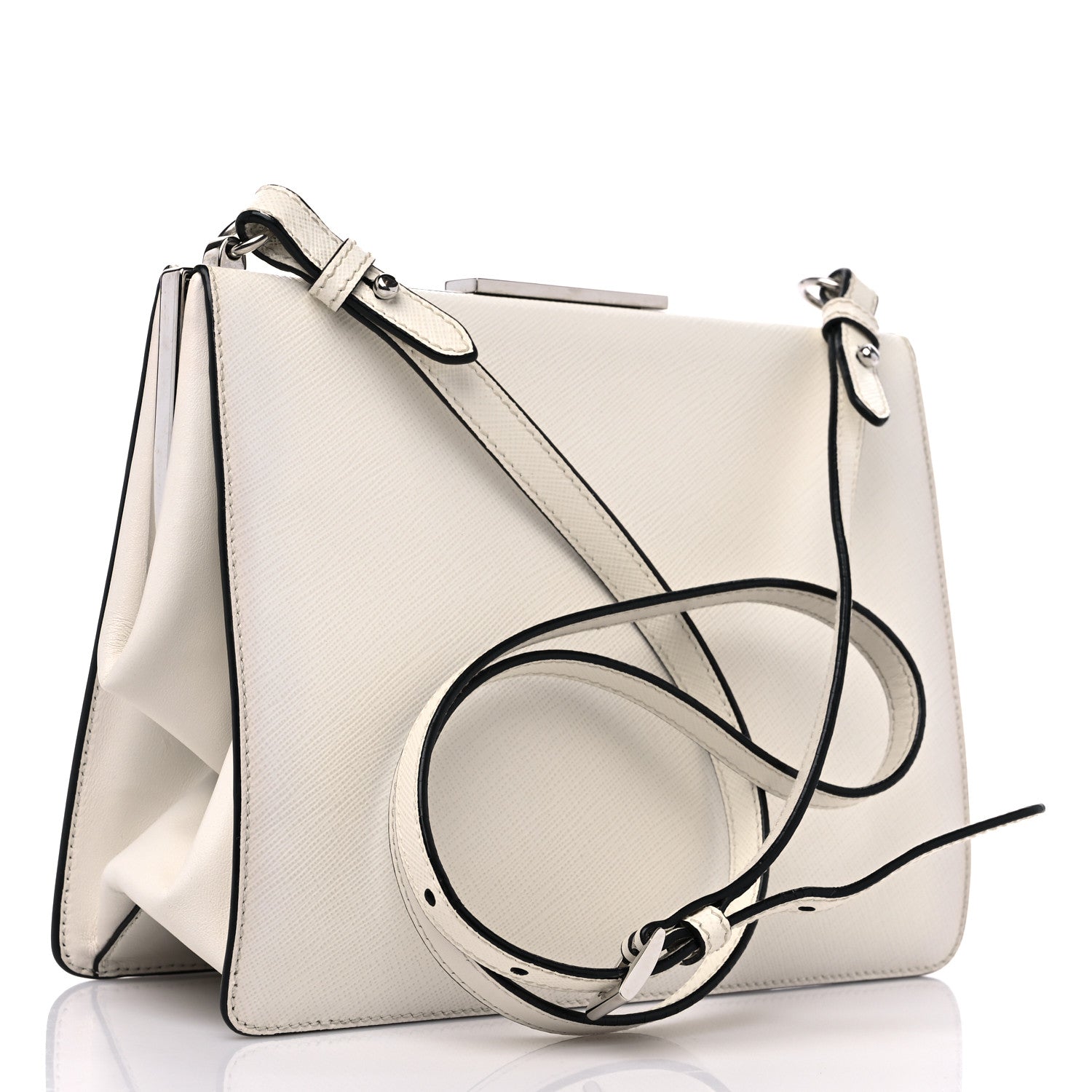 Prada Saffiano City Calfskin Light Frame Bag White 3 of 12