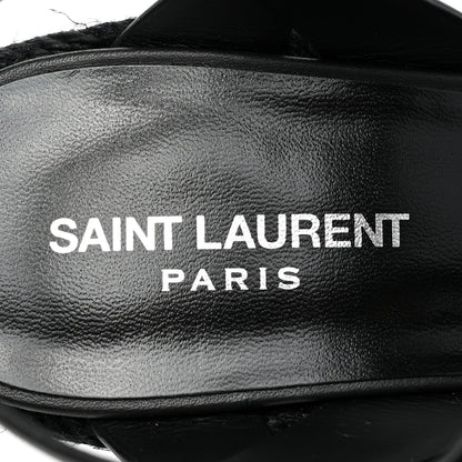 Saint Laurent Calfskin Tribute 95 Platform Espadrille Wedge Sandals 40 Black 6 of 7