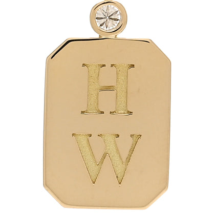 Harry Winston 18K Yellow Gold Diamond HW Logo Full Pave Charm 3 of 4