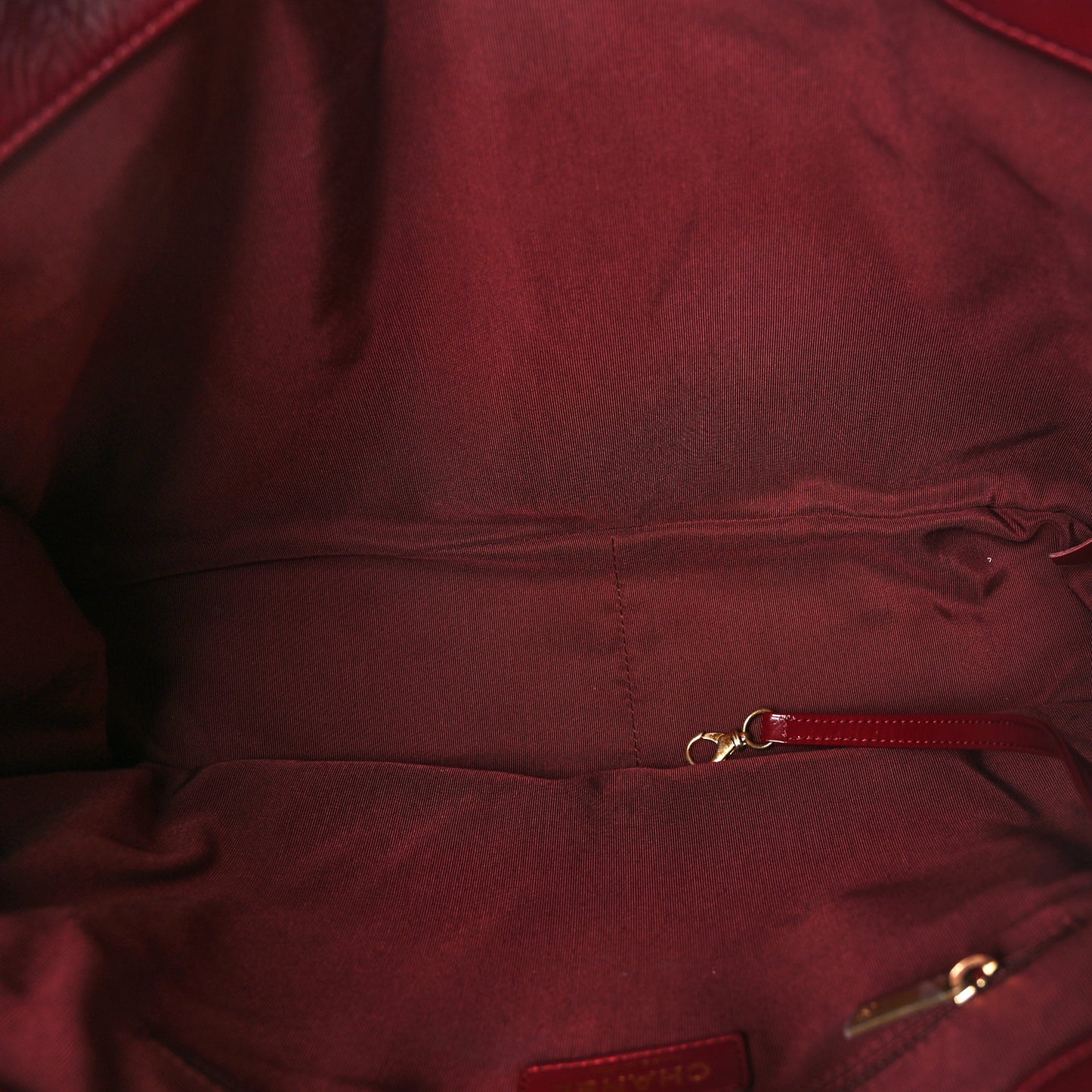 Shiny Aged Calfskin Shopping Bag Red