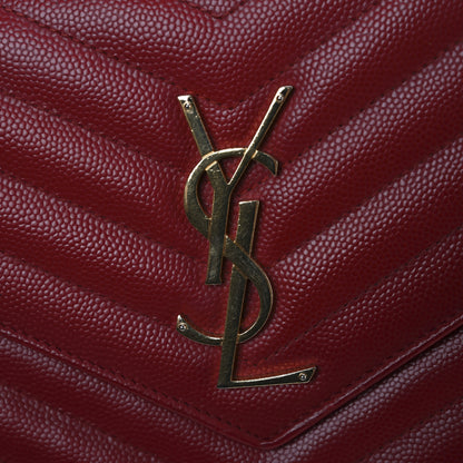 Saint Laurent Grain De Poudre Matelasse Chevron Monogram Chain Wallet New Red 12 of 12