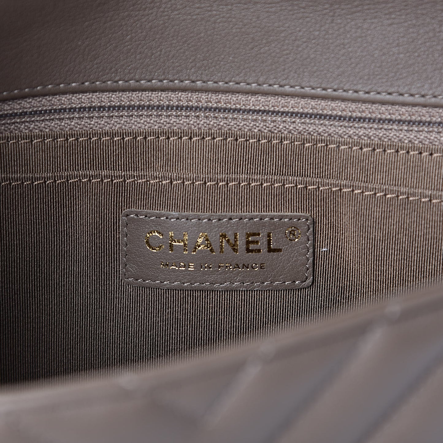 Calfskin Chevron Quilted Medium Statement Flap Khaki
