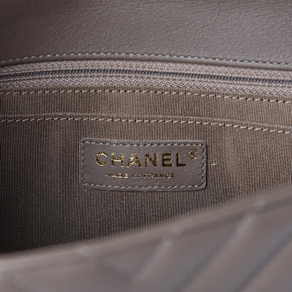 Chanel Calfskin Chevron Quilted Medium Statement Flap Khaki 6 of 11