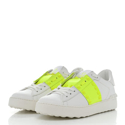 Valentino Garavani Calfskin Womens Rockstud Untitled Open Sneakers 39 Neon Yellow 3 of 8