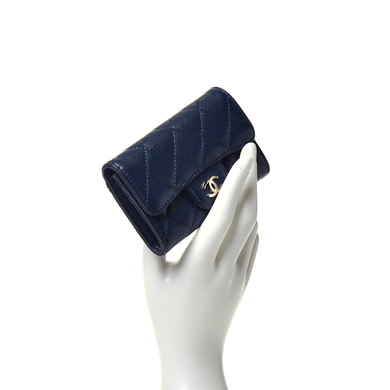 Chanel Caviar Quilted Flap Card Holder Wallet Navy Blue 2 of 8
