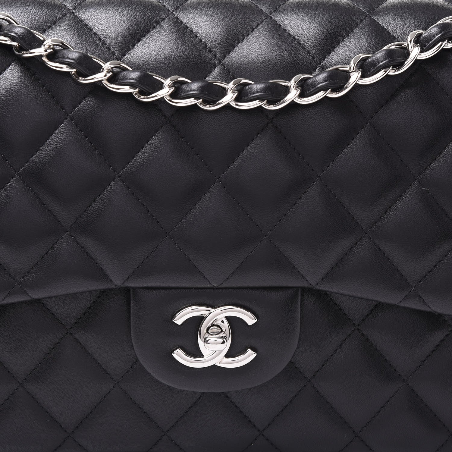 Chanel Lambskin Quilted Jumbo Double Flap Black 12 of 12
