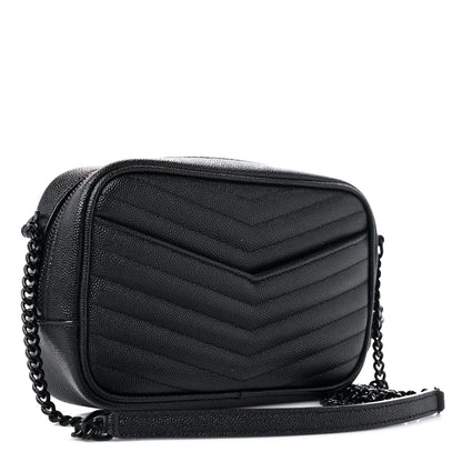 Saint Laurent Grain De Poudre Matelasse Monochrome Monogram Mini Lou Camera Bag Black 3 of 13