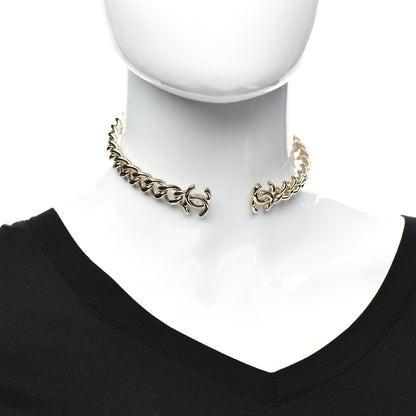 Chanel Metal CC Chain Link Choker Necklace L Gold 2 of 4