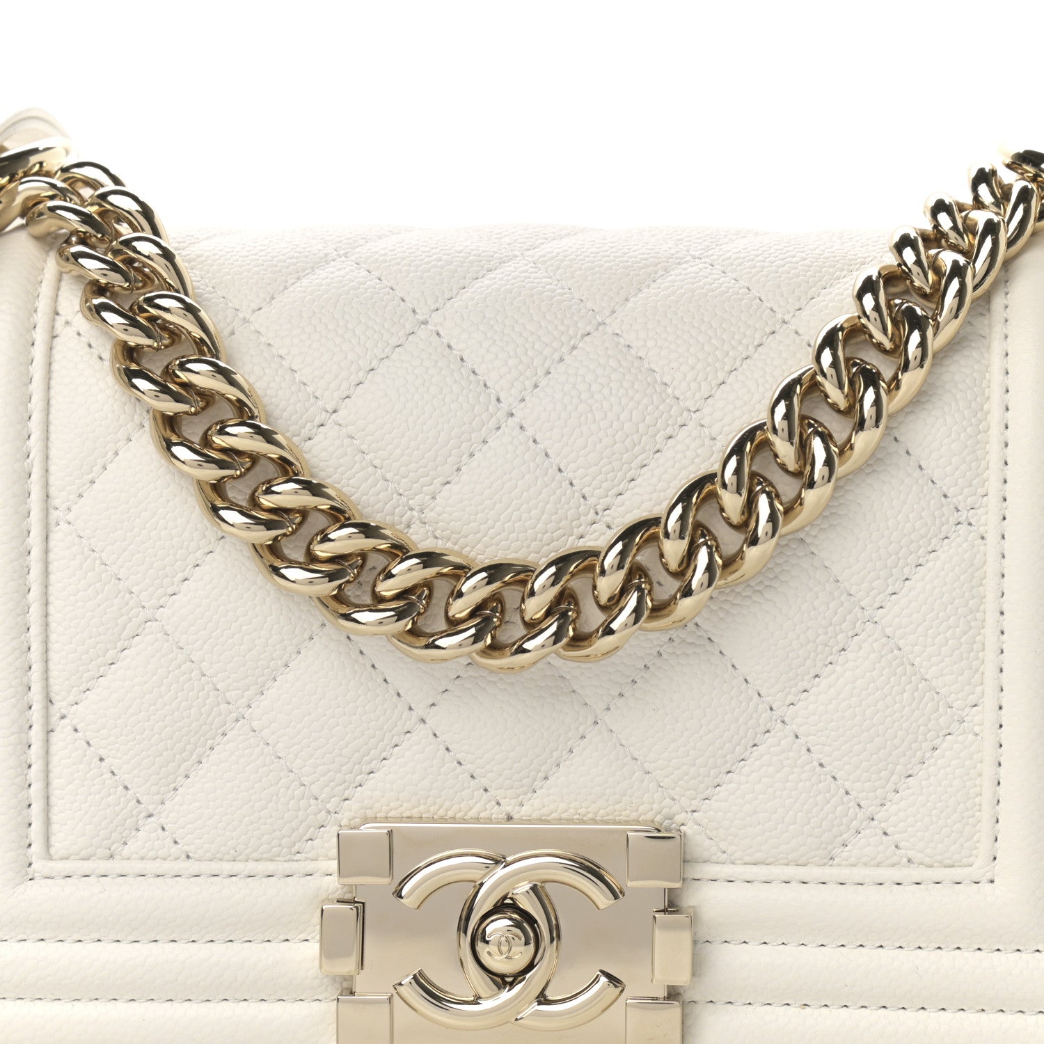 Chanel Caviar Quilted Small Boy Flap White 8 of 10