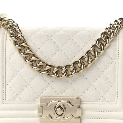 Chanel Caviar Quilted Small Boy Flap White 8 of 10