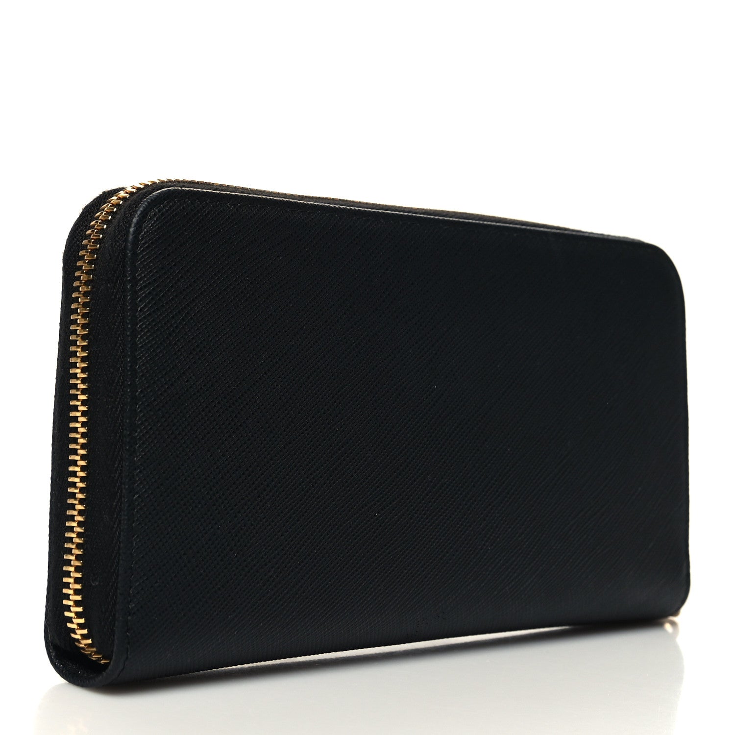 Prada Saffiano Triangle Zip Around Wallet Black 3 of 8