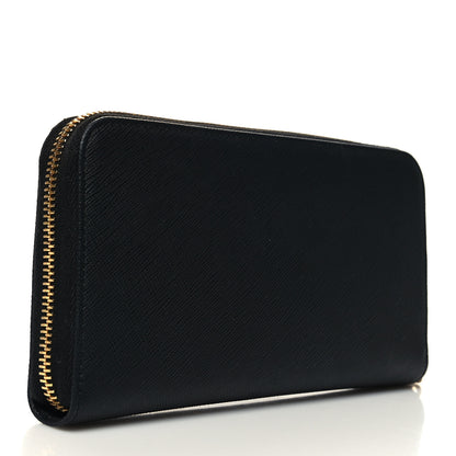 Prada Saffiano Triangle Zip Around Wallet Black 3 of 8