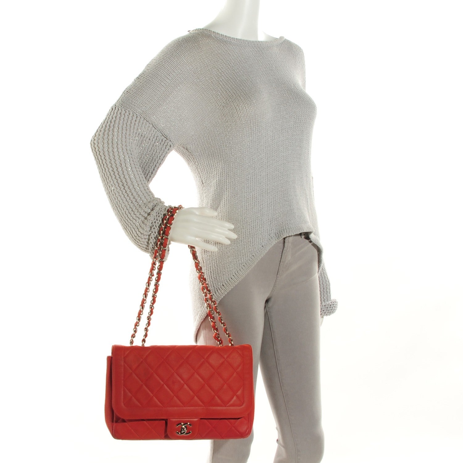 Chanel Lambskin Large Coco Rider Flap Coral 2 of 8