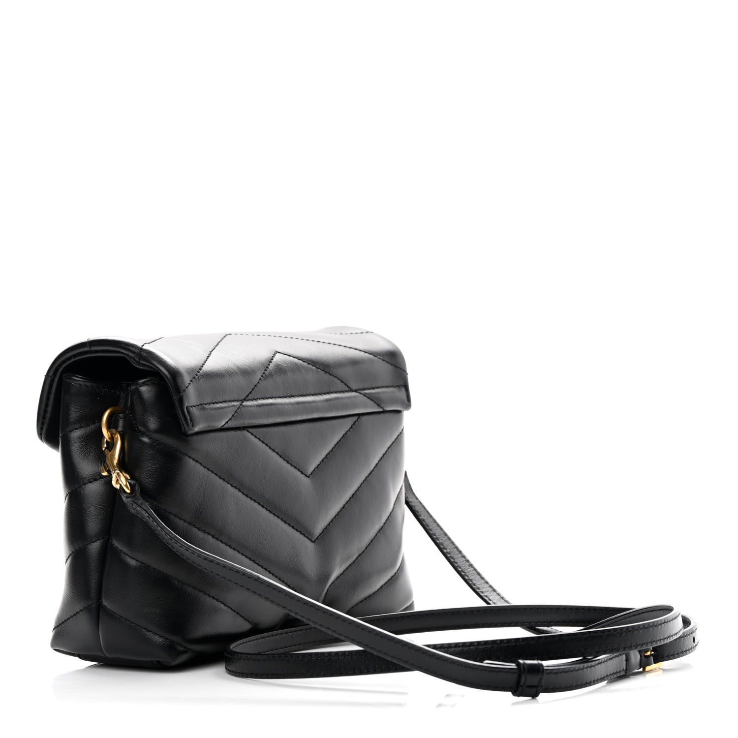 Saint Laurent Calfskin Y Quilted Monogram Toy Loulou Crossbody Bag Black 3 of 12
