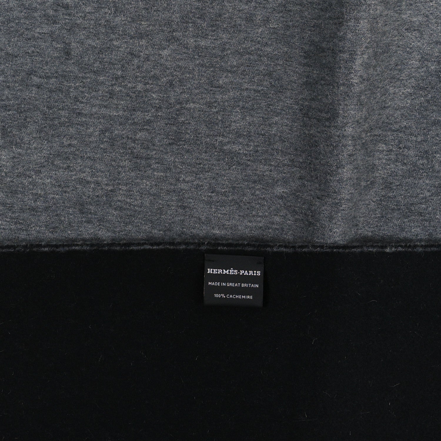 Hermes Cashmere Double Face Stole Scarf Gris Clair Black 3 of 3