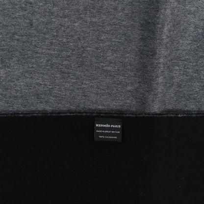 Hermes Cashmere Double Face Stole Scarf Gris Clair Black 3 of 3