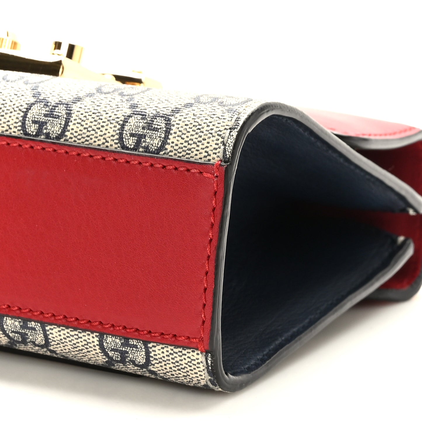 GG Supreme Monogram Moon Calfskin Small Padlock Shoulder Bag Beige Blue Hibiscus Red Mystic White