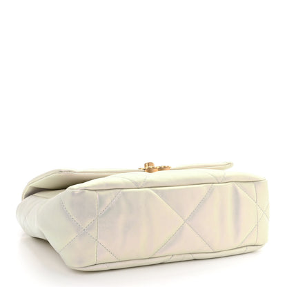Chanel Iridescent Calfskin Quilted Medium Chanel 19 Flap White 4 of 10