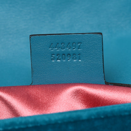 Gucci Velvet Matelasse Small GG Marmont Shoulder Bag Pavone Cyan 7 of 16