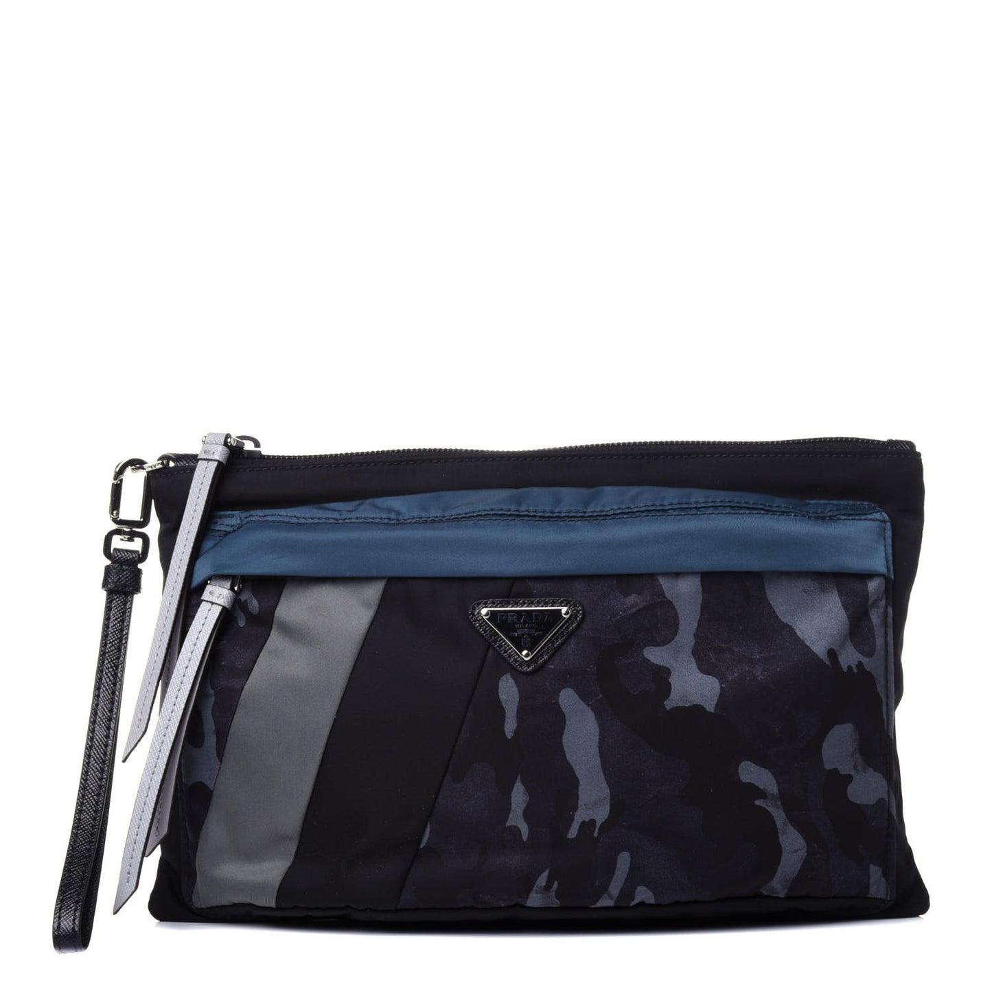 Tessuto Nylon Saffiano Patch Camouflage Pouch Blue Grey Black