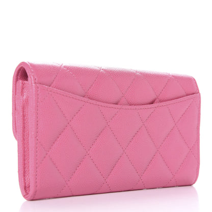 Chanel Caviar Quilted Large Flap Wallet Pink 3 of 10