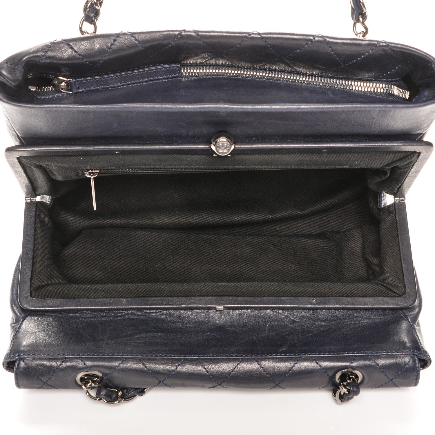 Chanel Lambskin Quilted Ritz Flap Dark Blue 5 of 8