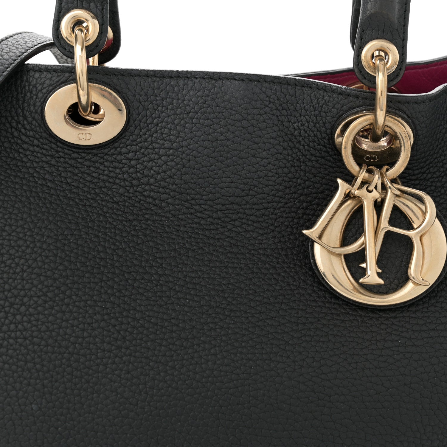 Christian Dior Bullcalf Large Diorissimo Tote Black Rose Indien 8 of 14