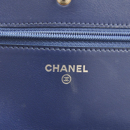 Chanel Patent Quilted Brilliant Wallet On Chain WOC Blue 12C 7 of 9