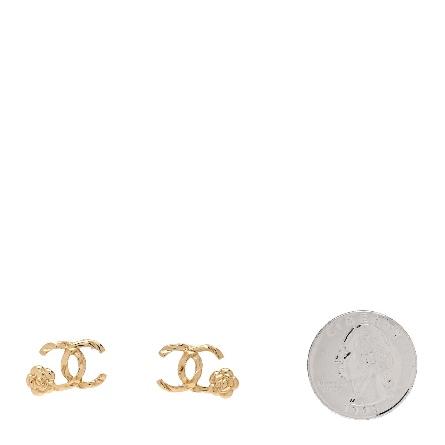 Metal Camellia CC Earrings Gold