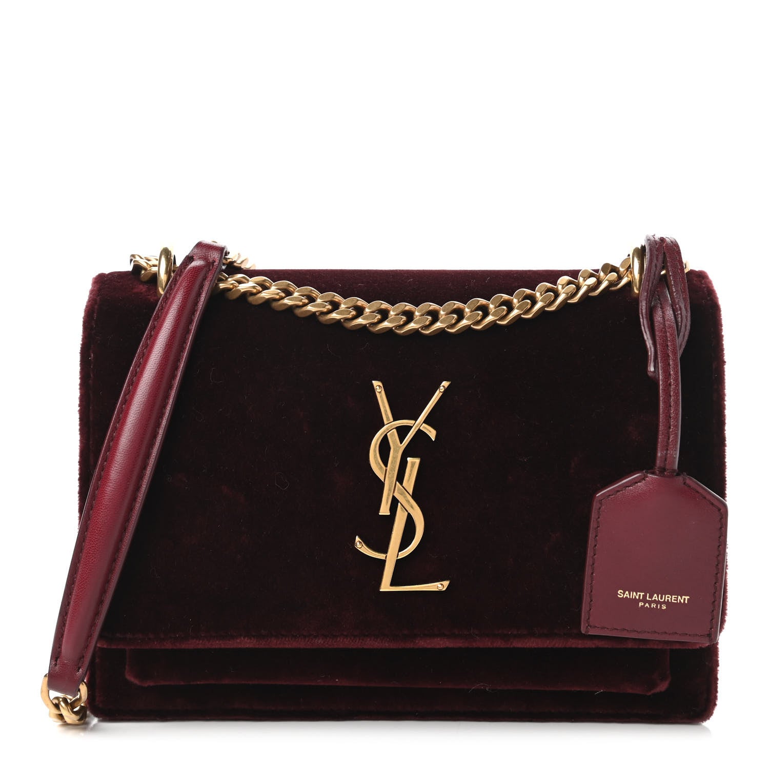 Saint Laurent Velvet Small Monogram Sunset Burgundy 1 of 11