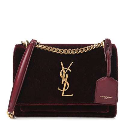 Saint Laurent Velvet Small Monogram Sunset Burgundy 1 of 11