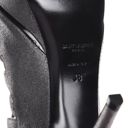 Saint Laurent Metallic Suede Tribute Sixteen 75 Lace Up Platform Sandals 38 Acciaio 7 of 10