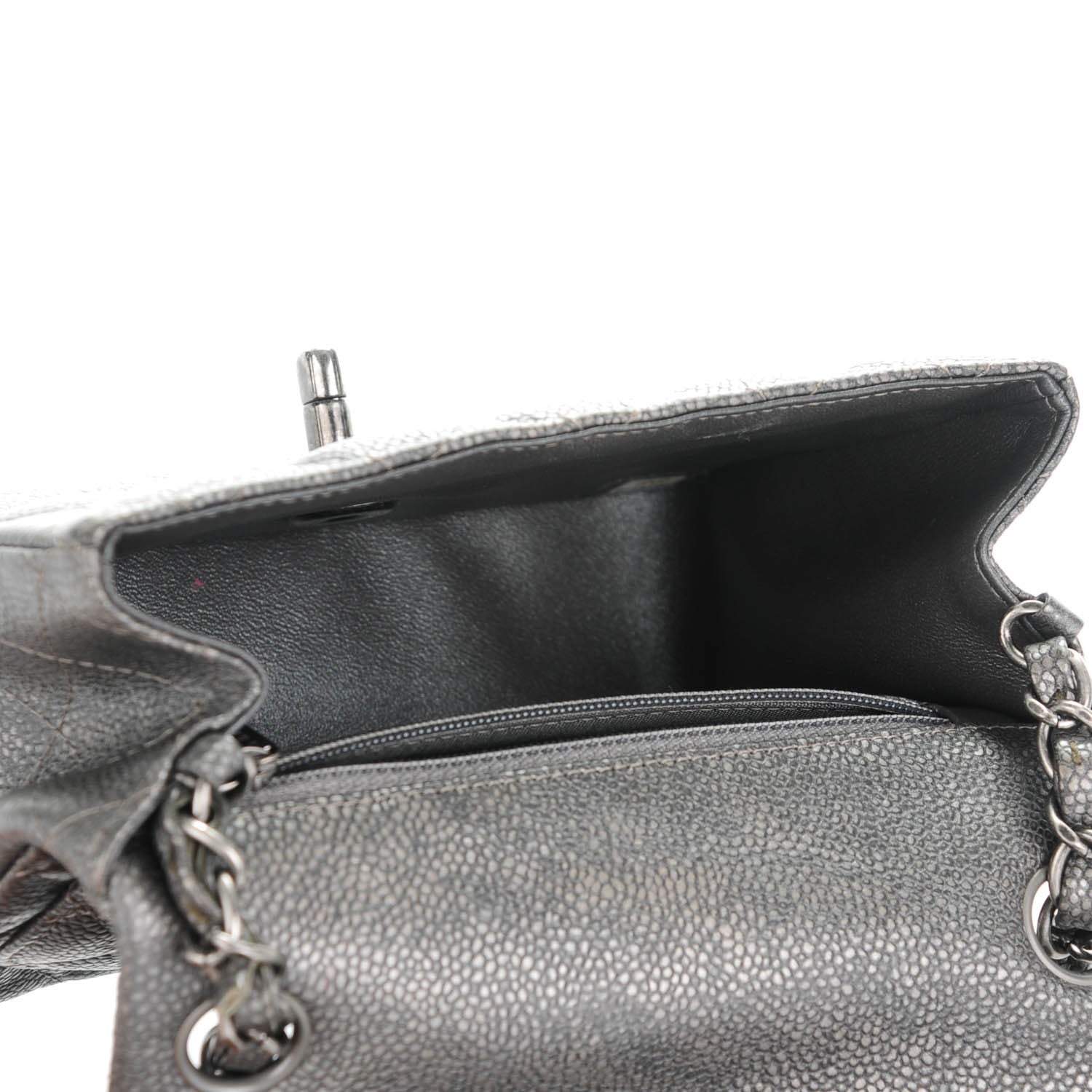 Chanel Metallic Caviar Quilted Mini Square Flap Dark Grey 6 of 8