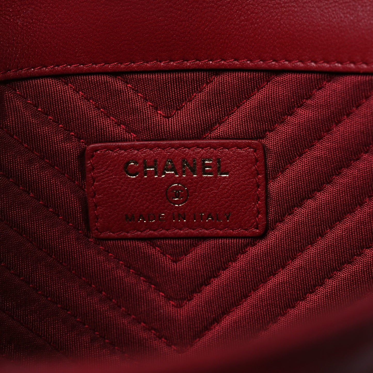 Calfskin Chevron Quilted Small Envelope Clutch Red