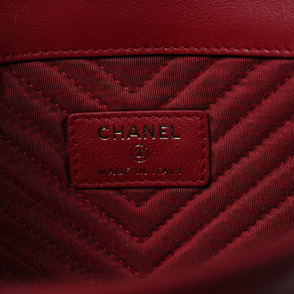 Chanel Calfskin Chevron Quilted Small Envelope Clutch Red 6 of 12