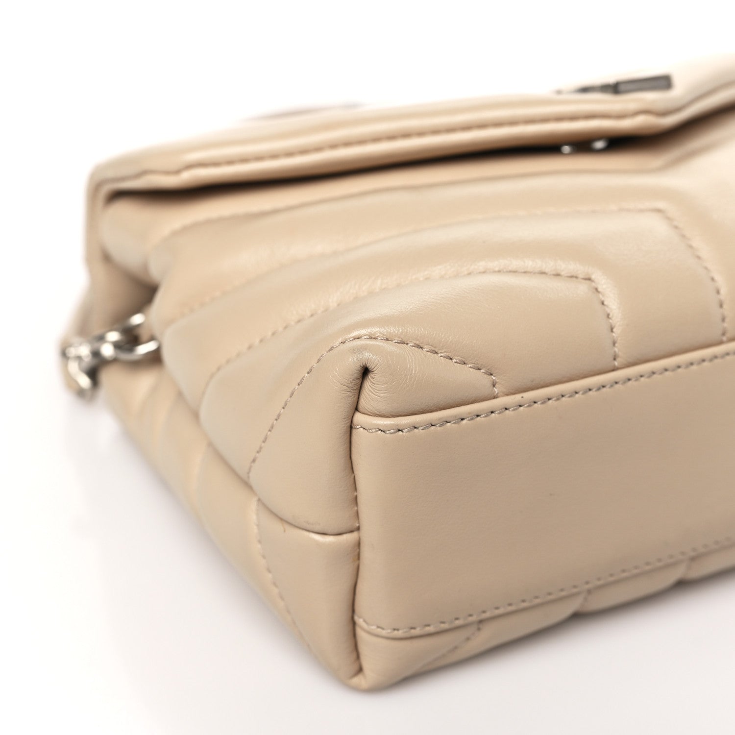 Saint Laurent Calfskin Y Quilted Monogram Toy Loulou Crossbody Bag Dark Beige 7 of 8