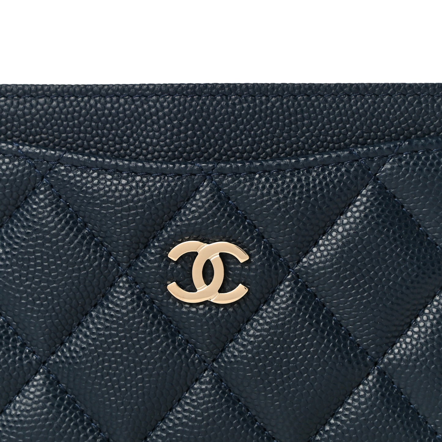 Caviar Quilted Card Holder Navy