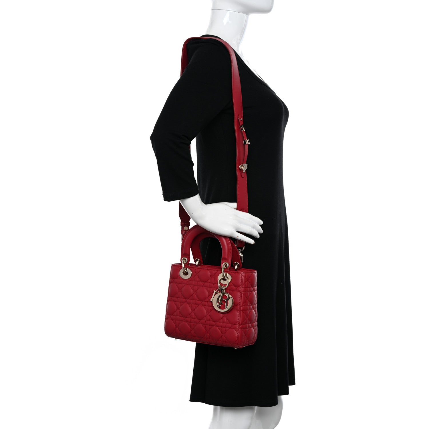 Christian Dior Lambskin Cannage Small My ABCDior Lady Dior Red 2 of 10