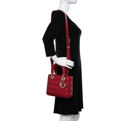 Christian Dior Lambskin Cannage Small My ABCDior Lady Dior Red 2 of 10