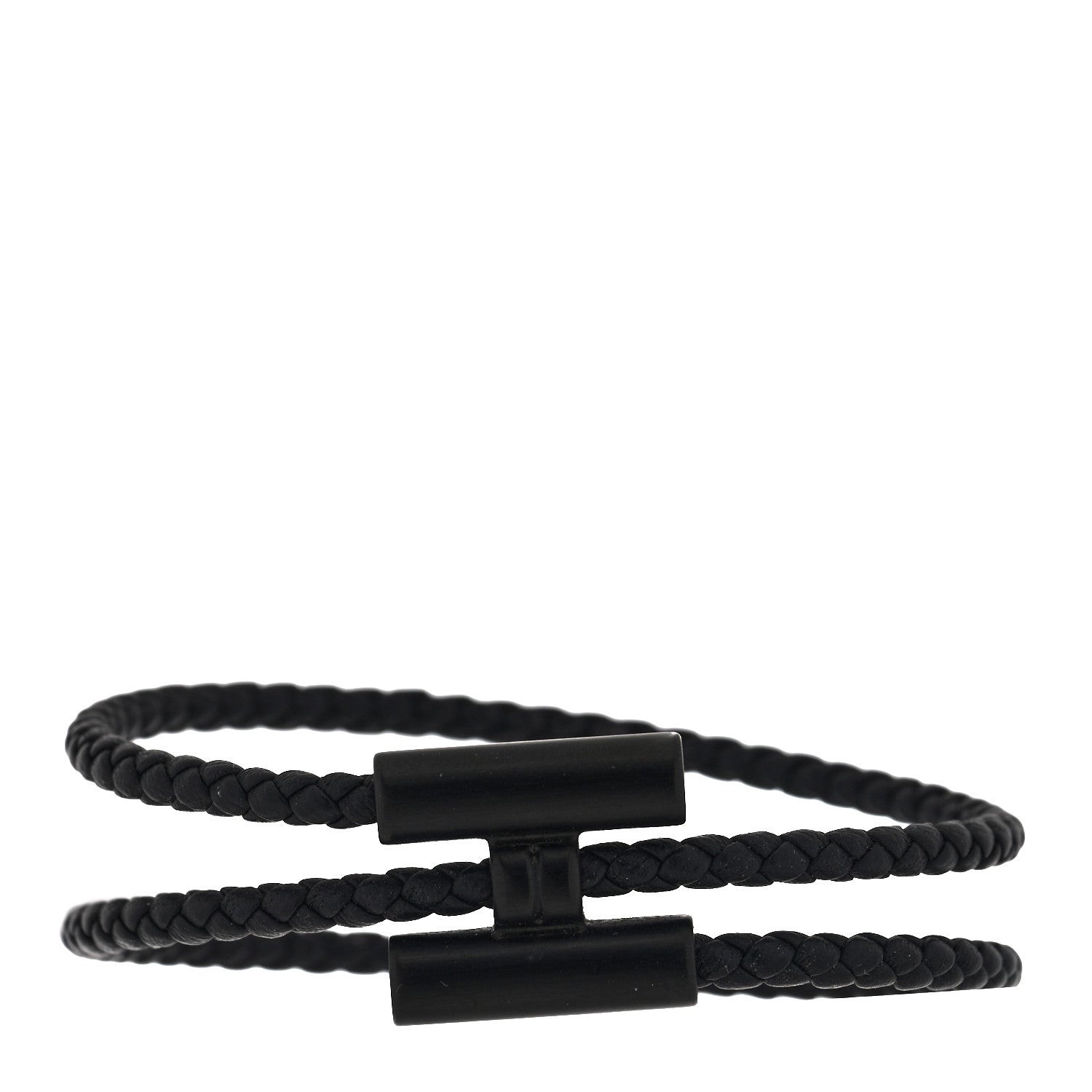 Hermes Swift Double Wrap Cord Tournis Tresse Bracelet Black 1 of 4
