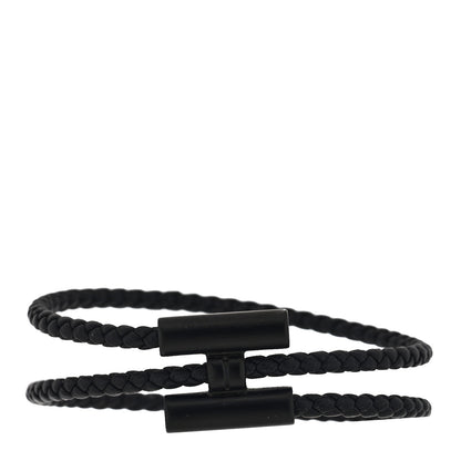 Hermes Swift Double Wrap Cord Tournis Tresse Bracelet Black 1 of 4